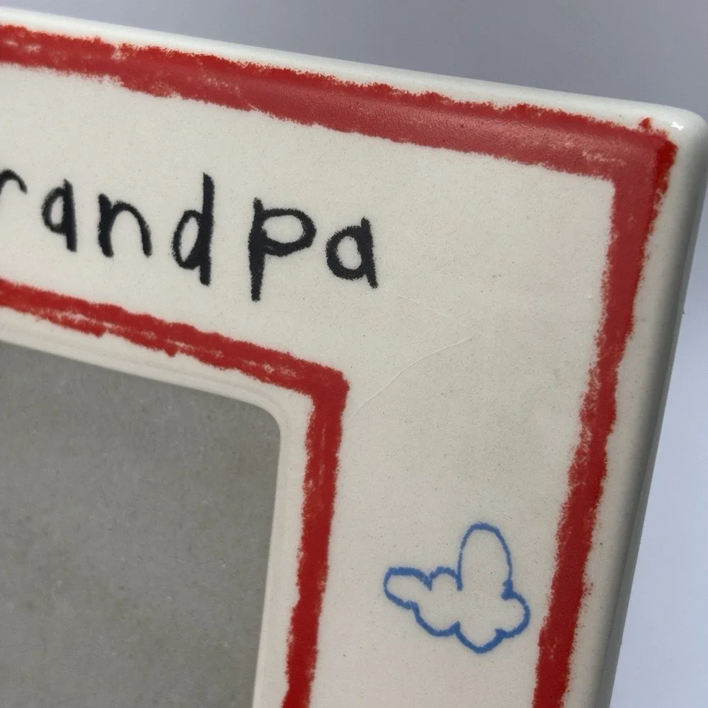 I Love My Grandpa Ceramic Frame Trains Russ Berrie 3.75